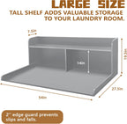 Royxen 2-Tier Washer Dryer Countertop,19.5"H Wood Washer and Dryer Topper with Storage Shelf,Laundry Countertop Over Washer Machine, Universal Fit for Laundry Room Organization (Grey,54"W X 27.5"D)