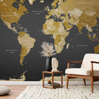 artgeist Premium Wall Mural World Map 138x101 in - XXL Non-Woven Wallpaper Fleece Wall Decor Photo Print Picture Image Design Home Map of The World k-A-0092-a-a