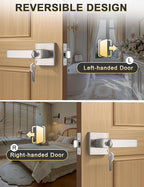 6 Pack Entry Door Levers with Lock and Key, Brushed Nickel Keyed Alike Lockset Combo Pack, Entrance Door Handles for Office and Front Door, Door Knobs Lockset (Each with 3 Keys)