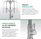 KRAUS Torak Pull Down Kitchen Faucet in Spot-Free Stainless Steel with Commercial Style Spring Spout, 2 Function Sprayer, Pre-Attached Water Lines, and Mounting Hardware, KPF-2635SFS