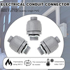 (100 Pack) 1/2 inch Liquid Tight Connector PVC Flexible Conduit Connector,Straight 180 Degree UL Listed Liquid Tight Connector, Non-Metallic Electrical Conduit Fittings