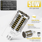 50W 6 pack LED Corn Light Bulb,3000K Warm White 6500LM(500W Equivalent ) Commercial GradeE26/E39 Medium Mogul Base LED Lamp,Large Area Lights For Outdoor Indoor Garage Warehouse Factory Bay Light