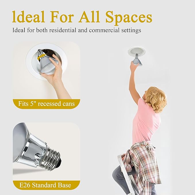 Par30 39W Long Neck Halogen Flood Light Bulbs 6pcs, 120V 2700K Warm White Dimmable High Brightness, E26 Base, Great for Accent Lighting, Tracking Light, Recessed Light Bulb