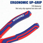 WORKPRO Premium 6” Needle Nose Pliers, Paper Clamp Precision, Heavy-Duty CRV Steel, Soft Grip with Wire Cutter, Long Nose Cutting Pliers
