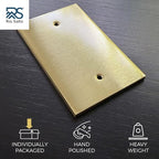 Rio Salto Modern Edge Metal Brass Gold Blank Wall Plate Blank Outlet Cover Cover for Unused Outlets Wall Switch 1-Gang Covers Child Safe Device Outlet Safety - Midsize 1 Gang