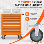7-Drawer Rolling Tool Chest, Tool Box with 4 Wheels and Drawers, High Capacity Detachable Mobile Tool Storage Cabinet for Garage, Workshop, Mechanics and Repair Room (Orange)