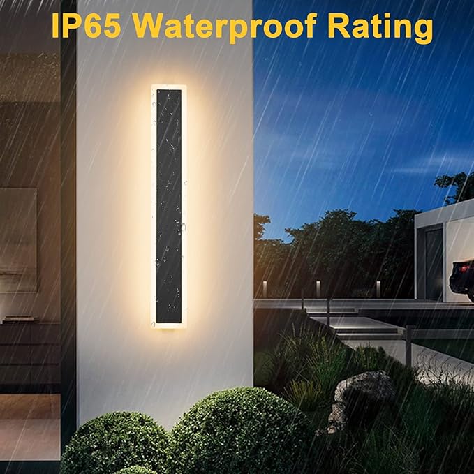 Aipsun LED Outdoor Wall Light Fixtures, Black Exterior Sconces 3000K,23.6inch Modern Porch Patio Wall Light Fixture for House Courtyard Balcony Porch(1 Pack)