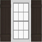 Board & Batten Vinyl Shutters (1 Pair) | 14.5"x39" (4-Board) - Stone Mason Brown | Exterior Window Shutters | Includes Mounting Hardware | Simple Installation | Made in USA