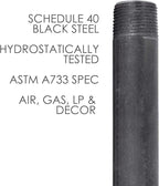 PIPE DÉCOR 1/2” x 48” Malleable Cast Iron Pipe Nipple, Pre Cut Connectors, Industrial Steel Grey Fits Standard Half Inch Black Threaded Pipes Nipples and Fittings, Build Vintage DIY Furniture, 4 Pack