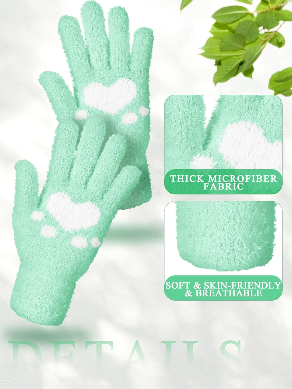 Patelai 3 Pairs Microfiber Plant Dusting Gloves Leaf Cleaning Gloves for Indoor Plants, Blinds, Furniture, House(Green, Pink, Grass Green,Medium)