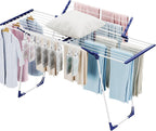 APEXCHASER Clothes Drying Rack, Foldable Gullwing Laundry Rack for Indoor Outdoor, 10pcs Clips with Bag, Collapsible Space-Saving Drying Rack for Clothes Towels Dolls, White