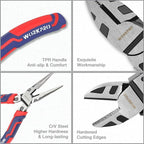WORKPRO Pliers Set, Premium Cr-V Construction, Includes 6 Inch Slip Joint, Long Nose, Diagonal Cutting, 8 Inch Groove Joint, 7 Inch Linesman and Storage Pouch, for Basic Repair