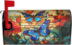 Giwawa Stained Glass Butterfly Mailbox Cover Fall Mailbox Covers Magnetic Large Autumn Mail Box Covers Oversized 25.5 x 21 Thanksgiving Decorations Outdoor Welcome Mailbox Wrap