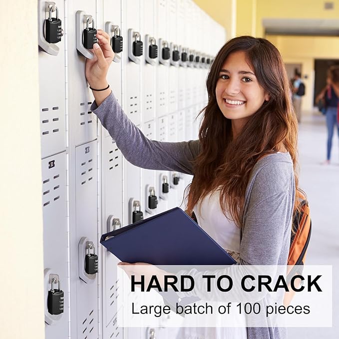 100 Pcs 4 Digit Combination Lock Bulk Small 4 Digit Combo Locks Waterproof Outdoor Combo Locker Black Keyless Number Padlock for Traveling Luggage Toolbox Gym Door Locker Suitcases Fence Cabinet