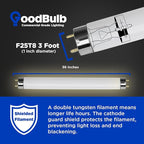 GoodBulb 25-Watt 36 Inch T8 Fluorescent Light Bulb 5000K Daylight White Color Medium Bi-Pin Base 2225 Lumens 86 CRI 36000 Life Hours Instant/Programmed Start Pack of 25 Bulbs