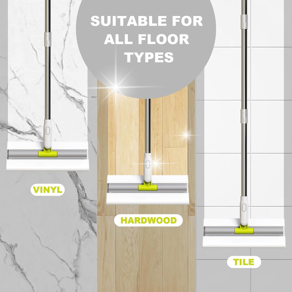 Dust Mop for Floor Cleaning - Microfiber for Hardwood, Laminate, Tile - Stainless Steel Handle, Reusable, Dry and Wet Use - 1 Mop + 10 Pads