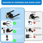 Amerdeco 6 Pack Matte Black Door Handles Interior,Knurled Privacy Door Handles with Lock,Heavy Duty Black Door Lever for Bedroom or Bathroom,Reversible Keyless for Left Right Handed Doors AM0027