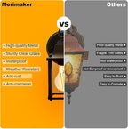 Outdoor Light Fixture, Matte Black Front Porch Lamps Width Glass Shades, 8.7IN Exterior Waterproof Wall Mount Lantern with E26 Sockets, Outside Lights for House Garage Doorway Patio 2Pack