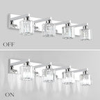 Aipsun Crystal Bathroom Vanity Light Modern Vanity Lighting Fixtures Crystal Vanity Light for Bathroom 4 Lights(Not Include Bulb)