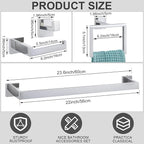 Gisafai 15 Pcs Bathroom Hardware Accessories Set 23.6 Inch Bath Towel Bar Kit Stainless Steel Bathroom Hardware Set Towel Racks Ring Hooks Paper Holder for Wall Mounted (Silver)