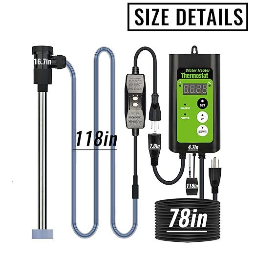2000W Submersible Hot Tub & Pool Portable Electric immersion Water Heater with Temp Control & GFCI for Swimming Pools, Bathtubs, inflatable pool, baptism pool, above ground pool & Spa tub