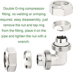TAISHER 2PCS Brass-Nickel Plated Equal Elbow Fitting，3/4" Tubing,Tube Fitting For Air Piping System