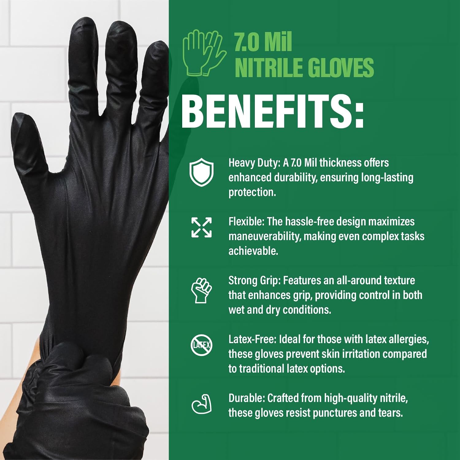 Humboldts Secret Black Nitrile Gloves Disposable Latex Free & Powder Free