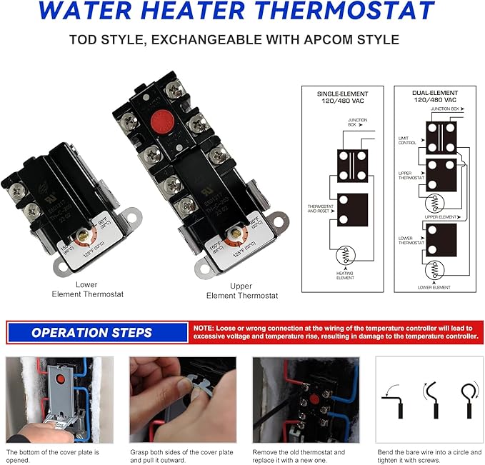 LONG TERM EWH-05 Electric Water Heater Tune-Up Kit, Includes 4500W 240V Water Heater Elements, Upper Thermostat, Lower Thermostat, Protective Covers, Elements Gaskets, Quick Change Tool, Two Wrench