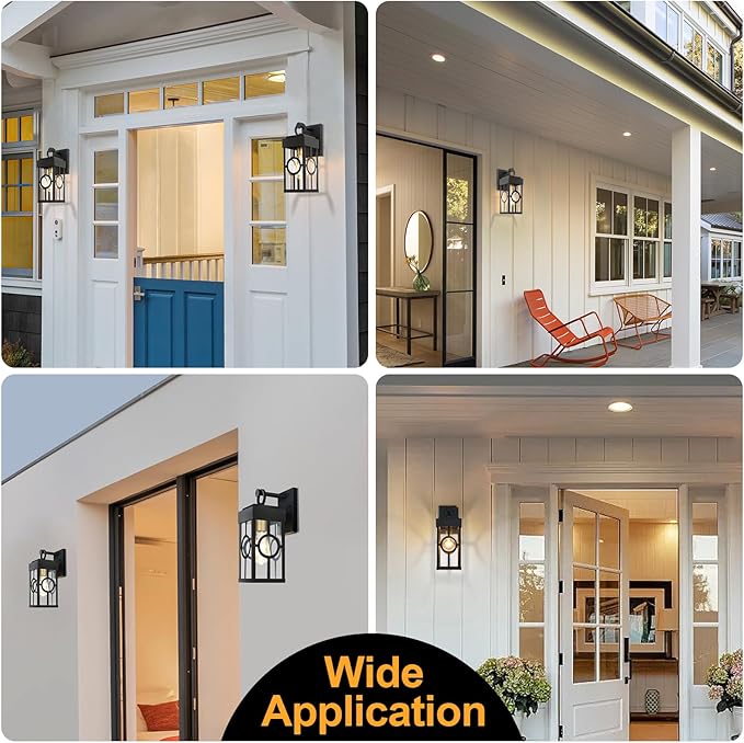 ALVIME Outdoor Wall Light Fixtures, Exterior Wall Lanterns, Waterproof Patio Sconce, Porch Outside Lights for House, Entryway, Front Door, Backyard, Garage, E26 Base&High Strength Clear Glass