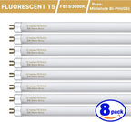 8 Pack F8T5/WW Fluorescent Bulbs Warm White, 12 inch Under Cabinet Light Bulb, T5 8 Watt Fluorescent Tube Soft White, G5 Mini Bi 460 Lumens No Dimmable