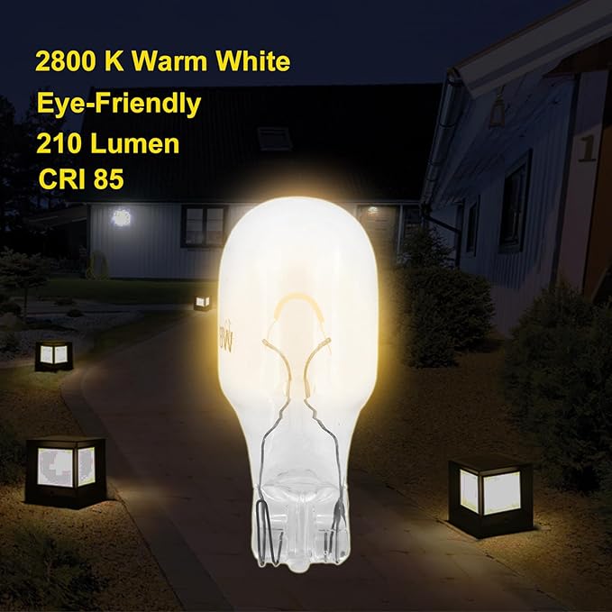 12 Pack 18 Watt T5 T10 Landscape Light Bulbs,12 Volt Low Voltage Clear Incandescent Light Bulb for Outdoor Landscape Lighting,RV, Under Cabinet Light Bulbs,Warm White Wedge Bulb