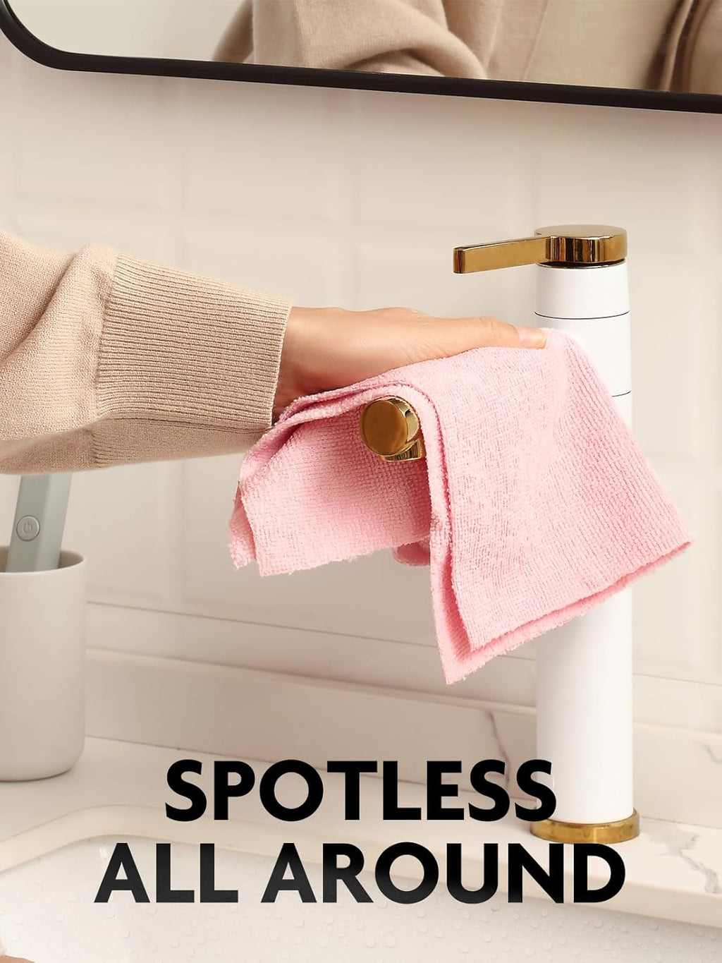 Fantasticlean Microfiber Cleaning Cloth Roll -90 Pack, Tear Away Microfiber Towels, 12" x 12", Reusable, Washable, Scratch Free, Ultra Absorbent Dishcloth for Car, Home Supplies, Pet, Kitchen (Pink)