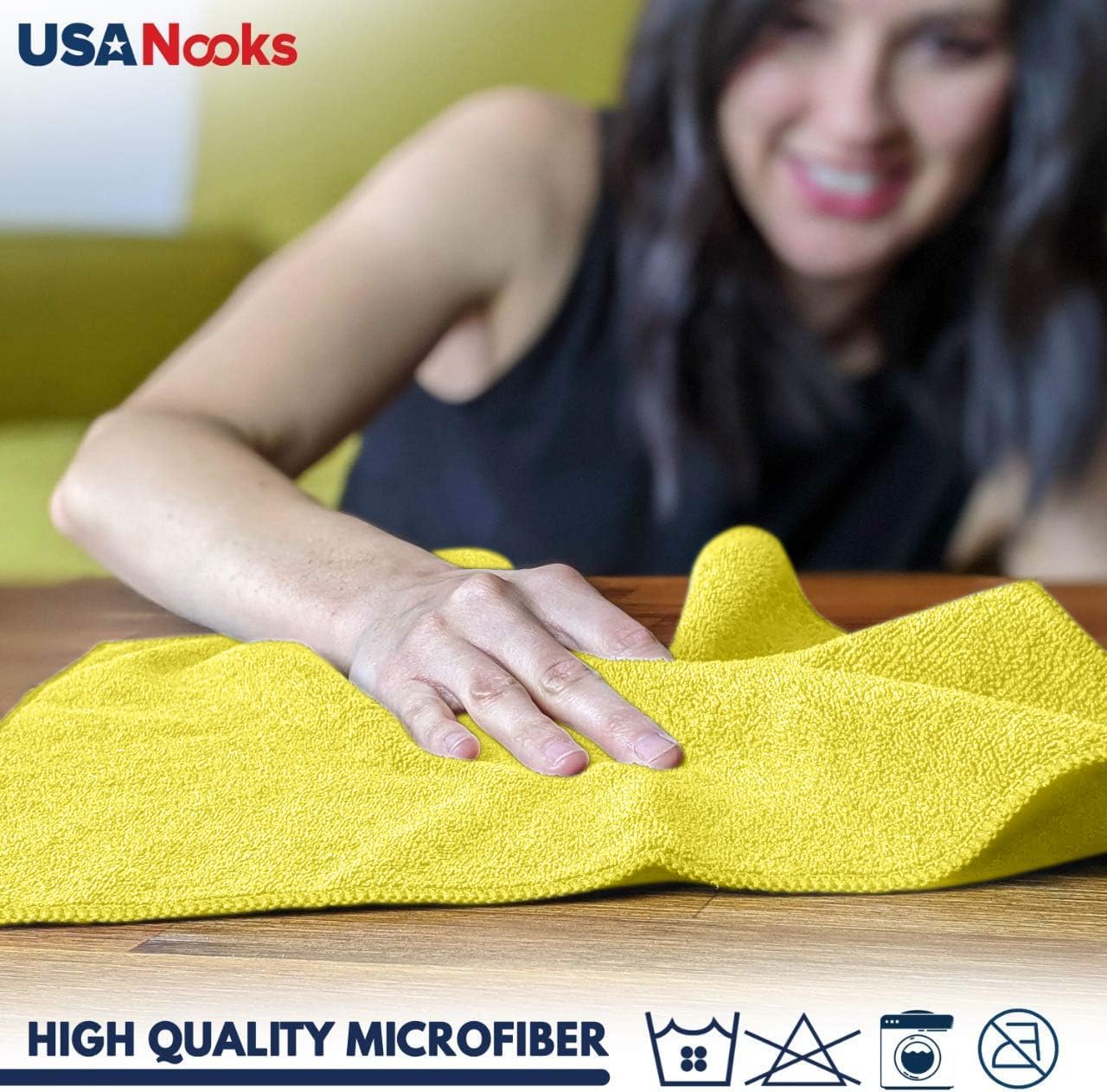 USANOOKS Microfiber Cleaning Cloth - 24Pcs (12.5x12.5 inch) High Performance - 1200 Washes, Ultra Absorbent Towels for Cars Weave Grime & Liquid for Streak-Free Mirror Shine