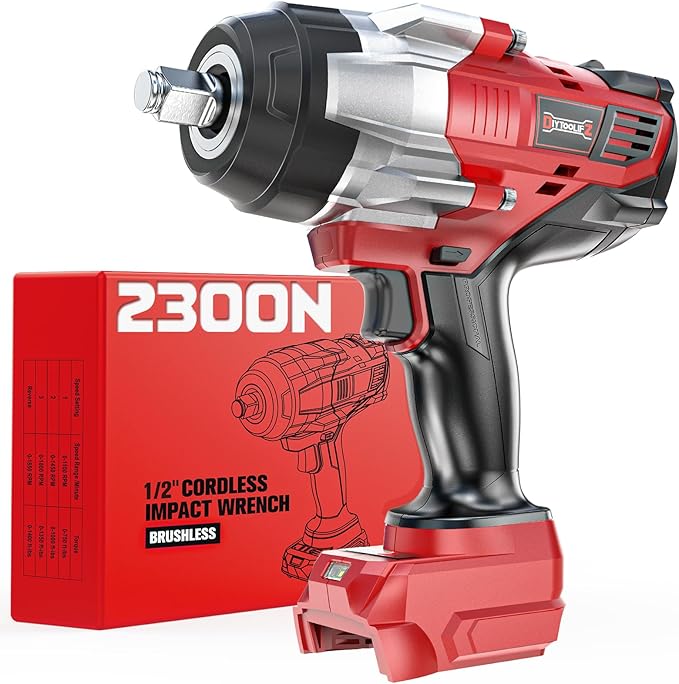 Cordless Impact Wrench 1/2 inch Compatible with Milwaukee 18v Battery, 1700 Ft-lbs High Torque Impact Driver, Electric Impact Gun with 4 Modes & LED Light for Car, Truck, Mower(Bare Tool)