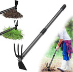 Hoe Garden Tool, 30 Inch Garden Hoe Adjustable Long Handle, 2 in 1 Garden Hoe for Weeding, Stainless Steel Weeder Tool for Yard Long Handle, Gardening Hoe for Planting, Lossening, Digging