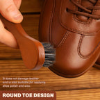4 Pcs Horsehair Shine Shoes Brush Kit Polish Dauber Applicators Cleaning Leather Shoes Boots Care Brushes Suede Cleaner Brush with Microfiber Shoe Cloth(Brown Handle A)