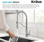 KRAUS Torak Pull Down Kitchen Faucet in Spot-Free Stainless Steel with Commercial Style Spring Spout, 2 Function Sprayer, Pre-Attached Water Lines, and Mounting Hardware, KPF-2635SFS
