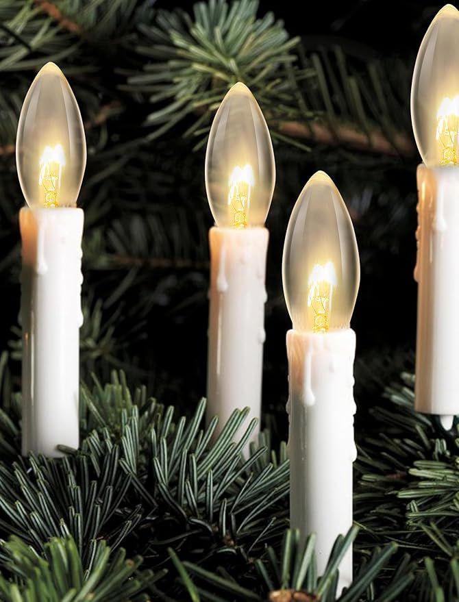 Abeja 25 Pack C26 Clear Torpedo Tip Replacement Lights Bulbs, 7 Watts Replacement Light Bulbs C26 Window Candle Bulbs for Electric Nightlights, Chandeliers, C7/E12 Candelabra Base