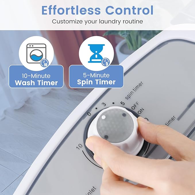 ARLIME Mini Washer and Dryer Combo, 5.5 Lbs Mini Laundry Washer, Semi-automatic Washing Machine with Drain Hose & Spin Tub, Small Washing Machine for Drom RV Apartment (Grey)