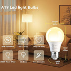 TJOY 24 Pack A19 LED Light Bulbs Warm White 3000K, 60 Watt Equivalent, Efficient 9W, E26 Standard Base, Non Dimmable Energy Saving Warm Light Lamp Bulb, 800LM, 120V, for Home, Bedroom, Living Room