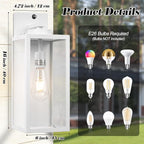 16-inch White Dusk to Dawn Outdoor Wall Light Fixtures, Exterior Waterproof Wall Lanterns, Large Porch Sconces Lighting, Modern Outside Lights for House Patio Front Door Entryway, 2-Packs