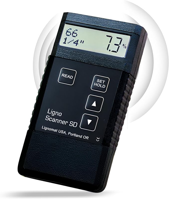 Ligno Scanner SD Pinless Moisture Meter - Wood Moisture Meter for Different Wood Species, Panels and Floor Planks - Dual-Depth Humidity Tester for Woodworking & Flooring