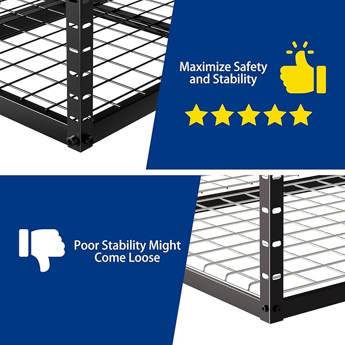 3x8 Overhead Garage Storage Rack Adjustable Garage Ceiling Storage Racks, Holds 600 lbs, 22 lbs Per Hook, Heavy Duty Steel Hanging Organizer for Tools, Bins & Bikes