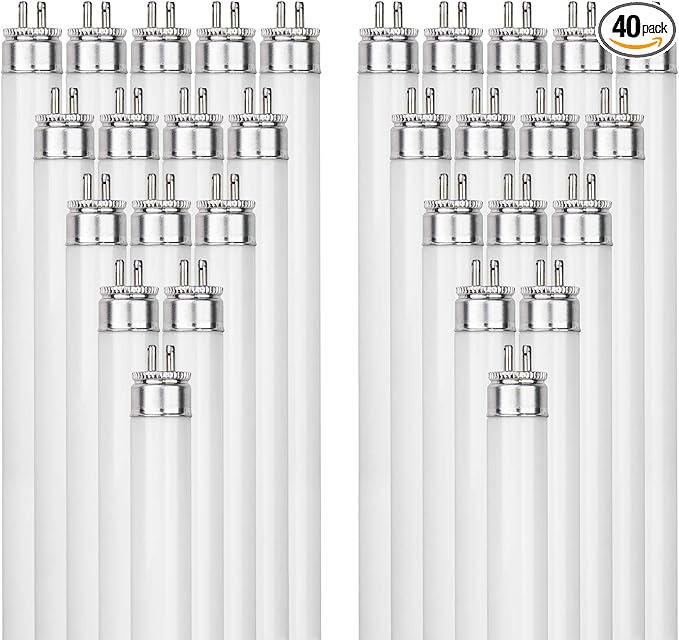 Sunlite 30345 F28T5/865 4 Foot T5 Linear Fluorescent Lamp, 28 Watts, 2500 Lumens, 6500K Daylight, Miniature G5 Bi-Pin Base, ROHS Compliant, High Performance Straight Tube, 40 Pack