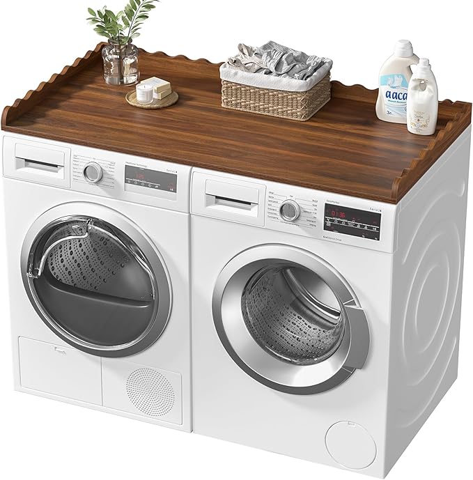 Giluta Large Washer Dryer Countertop, 27.6" x 54" Wooden Laundry Countertop with 6 Non-Slip Pads for Laundry Room Organization and Storage.