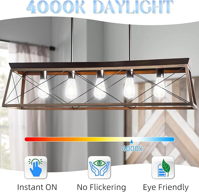 Edison Bulbs 60 watt Equivalent LED, E26 LED Bulb Non-Dimmable, 4000K Daylight White, ST58 Vintage Light Bulbs, 90+ CRI, 6W 600LM, E26 Medium Base, Clear Glass, 12 Pack