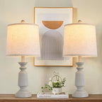 Terpsichore Lamps Set of 2 Modern Farmhouse Table Lamp Bedside Reading Lights Living Room End Lamps Bedroom Night Light,High 22.5 Inch,Antique Grey,with Fabric Lamp Shade,Bulb Not Included