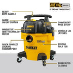DEWALT Shop Vacuum 5-Gallon 4 HP STEALTHSONIC Wet/Dry Vacuum Cleaner DXV05P-QTB Ultra Quiet Poly Shop Vacuum with Powerful Suction for Garage, Jobsite, and Workshop