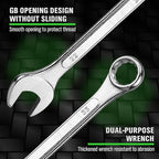 30-Piece Combination Wrench Set, Metric (6mm-24mm) & SAE (1''-1/4"), Standard Spanner Wrench Set, Mechanic Tool Sets with Rolling Pouch, Open End Wrenches for Household, Garage, Workshop, Auto Repairs