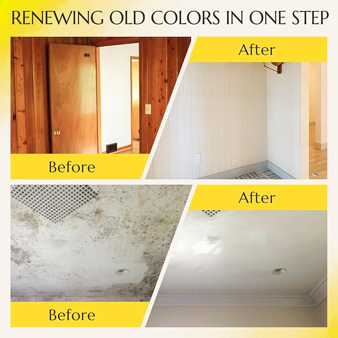 DWIL White Paint for Wall, Water-Based Ceiling Paint with Roller Kit - Interior/Exterior - No Sanding, Quick Drying, Low Odor - Perfect for Wall, Ceiling & More, 50-55sq.ft, 32 Oz, Semi-Gloss White